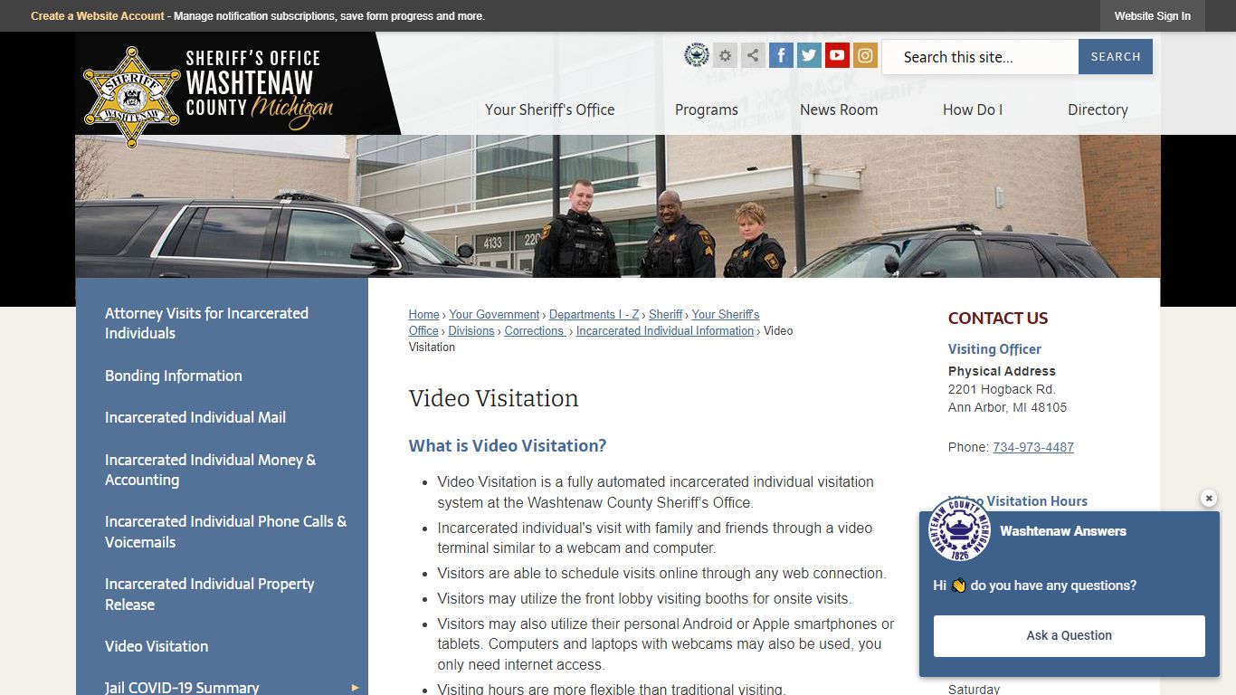 Video Visitation | Washtenaw County, MI