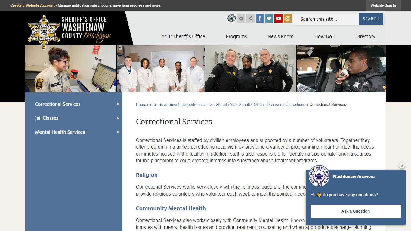 Correctional Services | Washtenaw County, MI