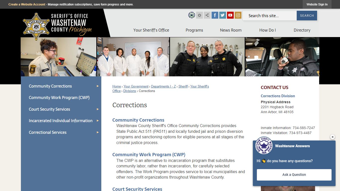 Corrections | Washtenaw County, MI